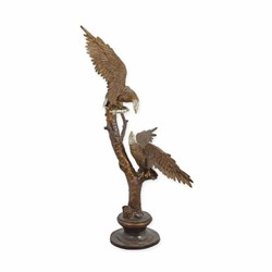 Casa Padrino luxury bronze decorative sculpture 2 eagles on a branch H. 159 cm - Large bronze figure