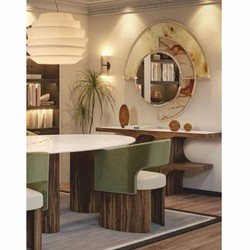 Luxus Esszimmer Stuhl mit Armlehnen Grün Weiß Braun
