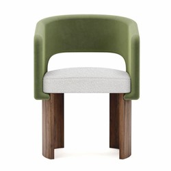 Luxus Esszimmer Stuhl mit Armlehnen Grün Weiß Braun