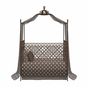 Casa Padrino Luxus Barock Babybett mit Krone Gold 150 x 80 x H. 245 cm - Made in Italy