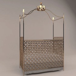 Casa Padrino Lit Bébé Baroque de Luxe avec Couronne Or 150 x 80 x H. 245 cm - Made in Italy