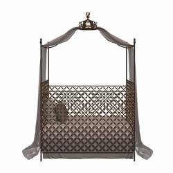 Casa Padrino Lit Bébé Baroque de Luxe avec Couronne Or 150 x 80 x H. 245 cm - Made in Italy