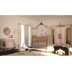 Casa Padrino Lit Bébé Baroque de Luxe avec Couronne Or 150 x 80 x H. 245 cm - Made in Italy