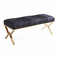 Casa Padrino luxury bench dark blue / gold 120 cm - Luxury furniture
