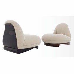 Luxus Wohnzimmer & Hotel Samt Sessel Creme Dunkelbraun