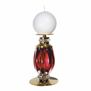 Luxus Kristall Kerzenhalter Kerzenständer Rubinrot Gold