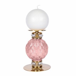 Casa Padrino portacandele di lusso in porcellana in cristallo rosa / oro A. 12 cm - Fatto in Italia