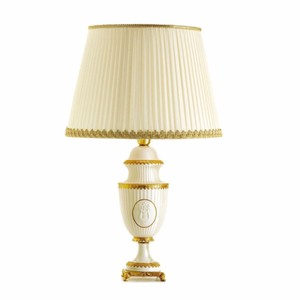 Casa Padrino lampe de table baroque de luxe en porcelaine blanc / or / ivoire H. 78 cm - Fabriquée en Italie