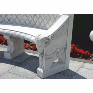 Casa Padrino Barock Beton Gartenbank Grau 196 cm - Barock Garten & Terrassen Möbel
