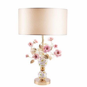 Luxus Porzellan Tischleuchte Bunt Gold Beige