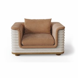 Casa Padrino fauteuil de salon & hôtel de luxe marron / blanc 115 cm - Qualité supérieure