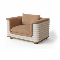 Casa Padrino fauteuil de salon & hôtel de luxe marron / blanc 115 cm - Qualité supérieure