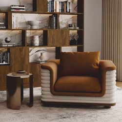 Casa Padrino fauteuil de salon & hôtel de luxe marron / blanc 115 cm - Qualité supérieure