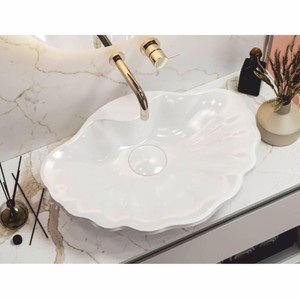 Casa Padrino lavabo de lujo en forma de concha blanco alto brillo 61,8 cm