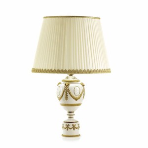 Casa Padrino lampe de table baroque de luxe en porcelaine blanc / or / ivoire H. 58 cm - Fabriquée en Italie