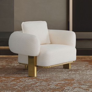 Casa Padrino fauteuil de salon & hôtel de luxe blanc / or 115 cm - Meubles de luxe