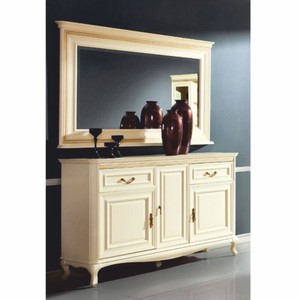 Luxus Barock Sideboard mit Spiegel Creme Gold