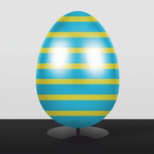 Casa Padrino XXL decorative Easter egg with stand turquoise / yellow H. 75 cm - Easter decoration