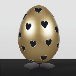 Casa Padrino XXL decorative Easter egg with stand gold / black H. 75 cm - Easter decoration