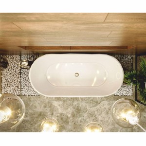 Casa Padrino Freistehende Luxus Badewanne Hochglanz Weiß 165 cm - Badezimmer Möbel