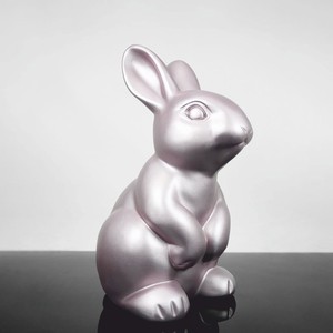 Casa Padrino decorative figure rabbit / easter bunny silver H. 45 cm - Easter decoration accessories