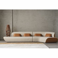 Casa Padrino canapé d'angle de luxe gris clair / marron 402 cm - Meubles de salon et d'hôtel