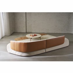 Casa Padrino canapé d'angle de luxe gris clair / marron 402 cm - Meubles de salon et d'hôtel