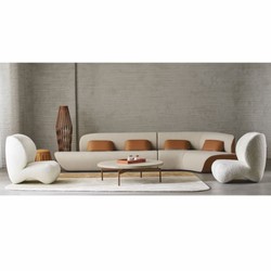 Casa Padrino canapé d'angle de luxe gris clair / marron 402 cm - Meubles de salon et d'hôtel