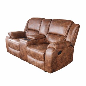 Casa Padrino fauteuil de cinéma 2 places en cuir artificiel marron antique 188 cm - Meubles de salon