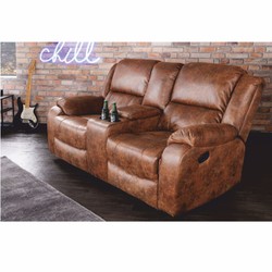 Casa Padrino faux leather 2 seater cinema armchair antique brown 188 cm - Living room furniture