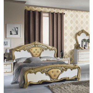 Casa Padrino lit double baroque de luxe avec strass blanc / or - Meubles de chambre