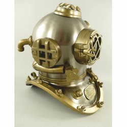 Casa Padrino casco da sub decò in stile antico argento / ottone brunito A. 47 cm