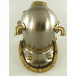 Casa Padrino casco da sub decò in stile antico argento / ottone brunito A. 47 cm