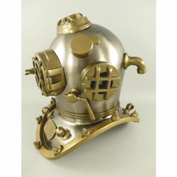 Casa Padrino casco da sub decò in stile antico argento / ottone brunito A. 47 cm