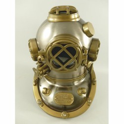 Casa Padrino casco da sub decò in stile antico argento / ottone brunito A. 47 cm