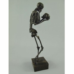 Bronze Deko Skulptur Figur Skelett