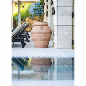 Casa Padrino Vaso da Fiori in Terracotta Art Nouveau Beige A. 85 cm - Fatto in Italia