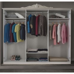 Luxus Barock Schlafzimmerschrank Kleiderschrank mit 6 Türen Creme