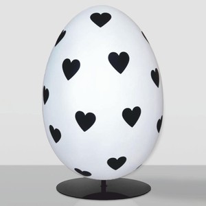 Casa Padrino XXL decorative Easter egg with stand white / black H. 160 cm - Easter decoration