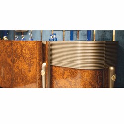 Luxus Massivholz Sideboard mit 4 Türen Braun Grau Gold