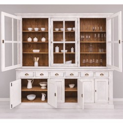 Casa Padrino armario de comedor de estilo campestre gris claro / marrón 245 cm - Muebles de comedor