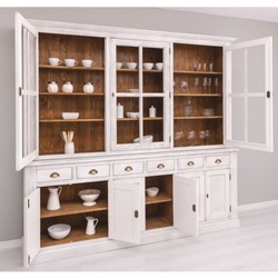 Casa Padrino armario de comedor de estilo campestre gris claro / marrón 245 cm - Muebles de comedor