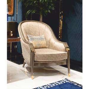 Luxus Wohnzimmer Sessel Grau Gold