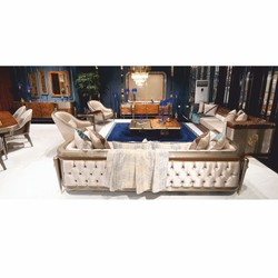 Casa Padrino sillón de lujo gris / oro A. 102 cm - Muebles de salón y hotel