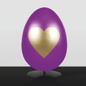 Casa Padrino XXL decorative Easter egg with stand purple / gold H. 75 cm - Easter decoration