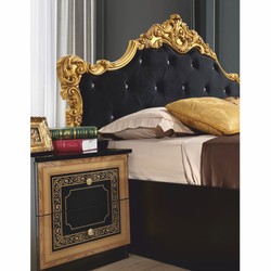 Casa Padrino lit double baroque de luxe avec strass noir / or - Meubles de chambre de style baroque