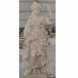 Jugendstil Garten Terrassen Travertin Deko Skulpturen 4er Set Damen Beige