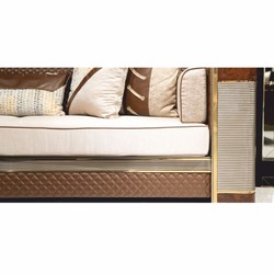 Casa Padrino luxury sofa white / brown / gray / gold 285 cm - Living room & hotel furniture