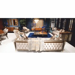 Casa Padrino luxury sofa white / brown / gray / gold 285 cm - Living room & hotel furniture