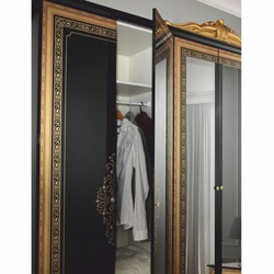 Casa Padrino armoire de chambre baroque de luxe noir / or 261,4 cm - Meubles de chambre baroque